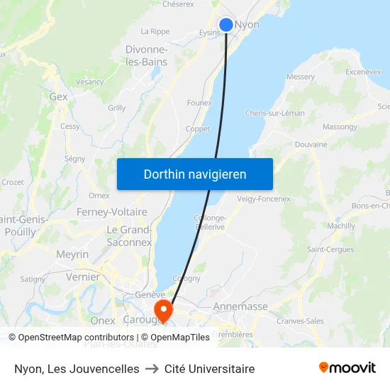 Nyon, Les Jouvencelles to Cité Universitaire map