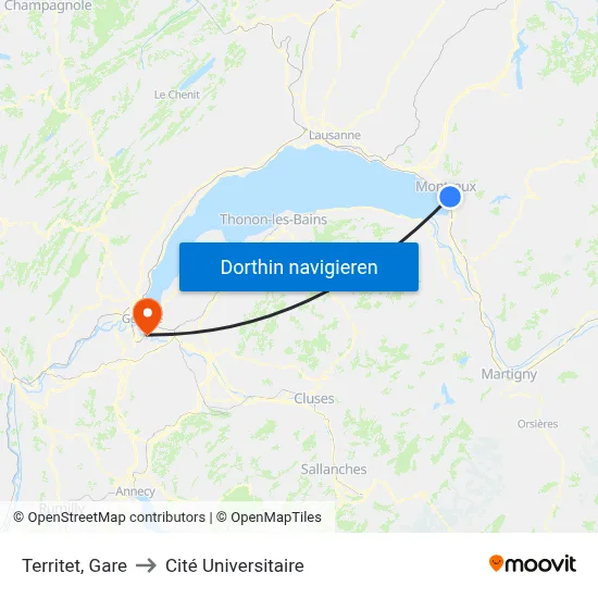 Territet, Gare to Cité Universitaire map