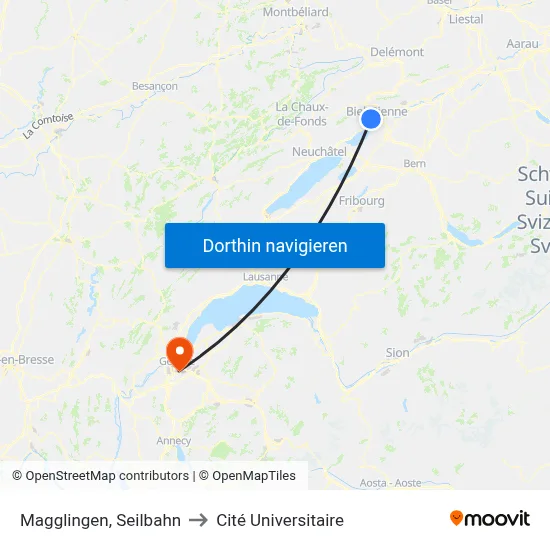 Magglingen, Seilbahn to Cité Universitaire map