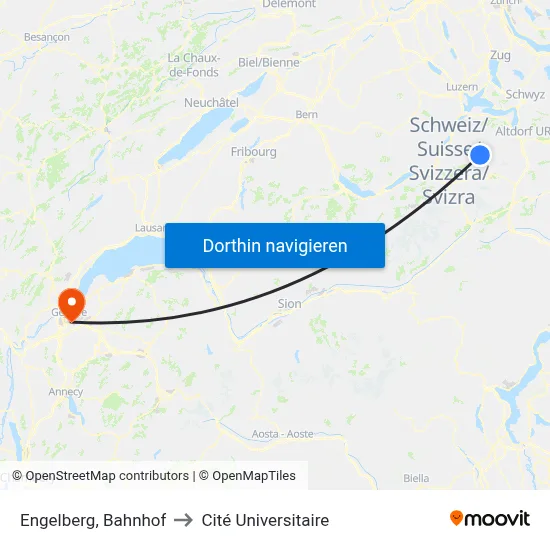 Engelberg, Bahnhof to Cité Universitaire map