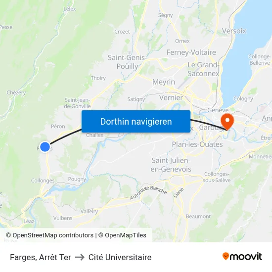 Farges, Arrêt Ter to Cité Universitaire map