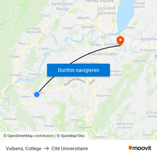 Vulbens, Collège to Cité Universitaire map