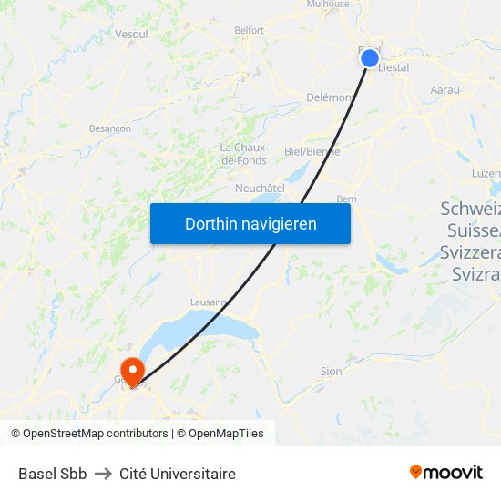 Basel Sbb to Cité Universitaire map