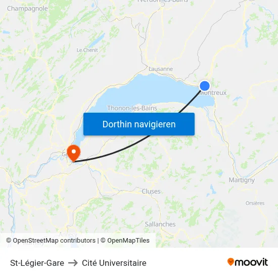 St-Légier-Gare to Cité Universitaire map