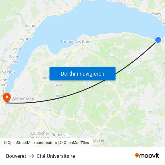 Bouveret to Cité Universitaire map