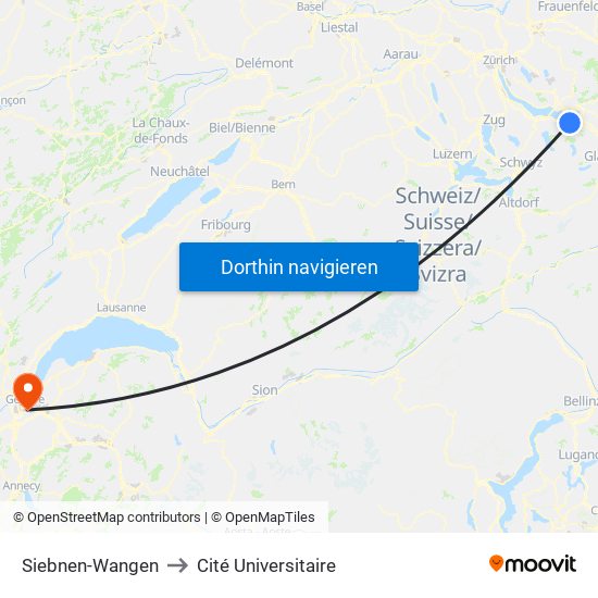 Siebnen-Wangen to Cité Universitaire map