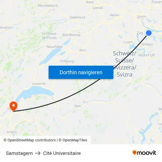 Samstagern to Cité Universitaire map