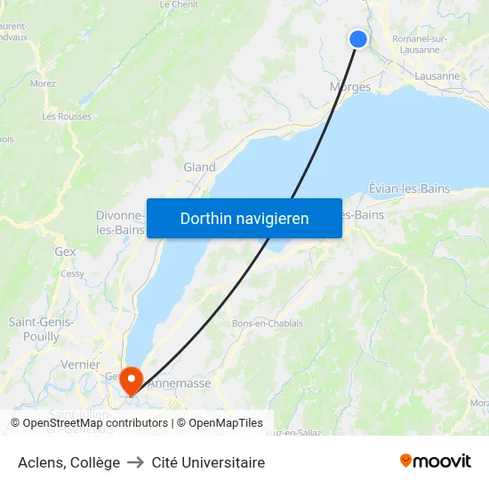 Aclens, Collège to Cité Universitaire map