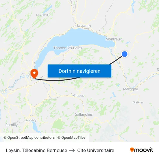 Leysin, Télécabine Berneuse to Cité Universitaire map