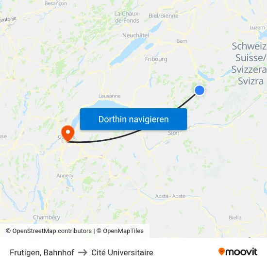 Frutigen, Bahnhof to Cité Universitaire map