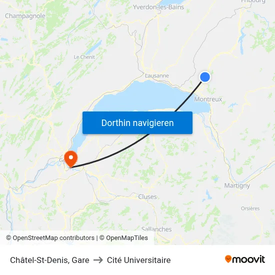 Châtel-St-Denis, Gare to Cité Universitaire map