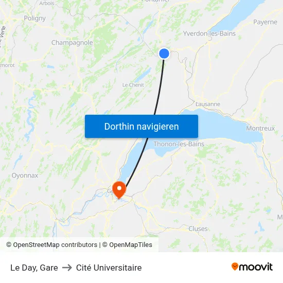 Le Day, Gare to Cité Universitaire map