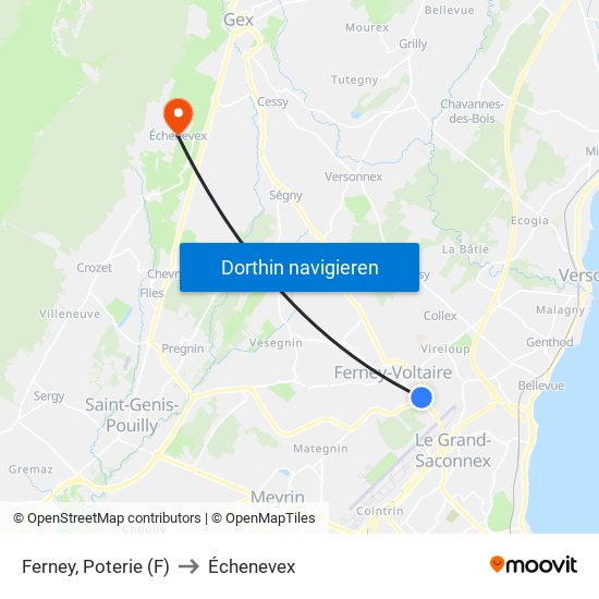 Ferney, Poterie (F) to Échenevex map
