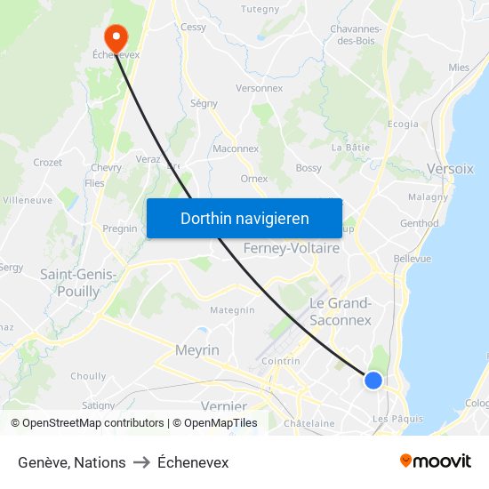 Genève, Nations to Échenevex map
