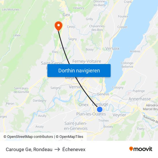 Carouge Ge, Rondeau to Échenevex map