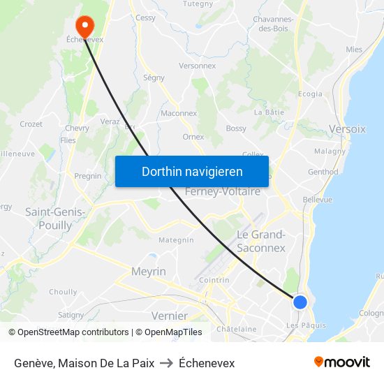 Genève, Maison De La Paix to Échenevex map