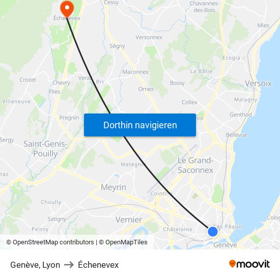 Genève, Lyon to Échenevex map