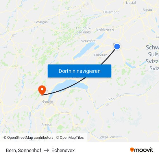 Bern, Sonnenhof to Échenevex map