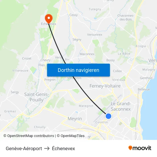 Genève-Aéroport to Échenevex map