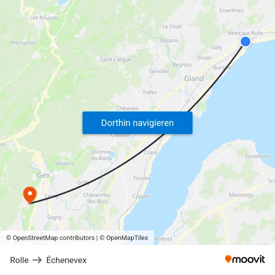 Rolle to Échenevex map