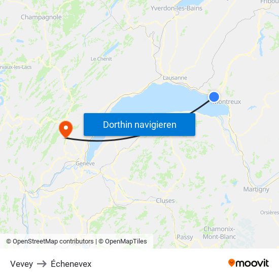 Vevey to Échenevex map