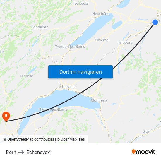 Bern to Échenevex map