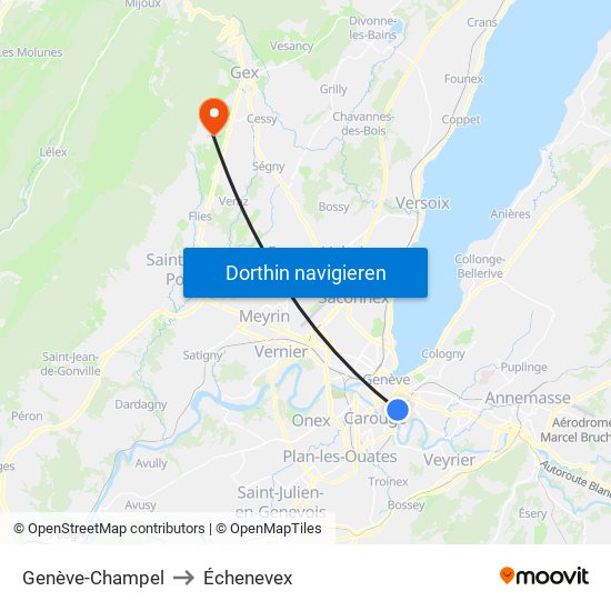 Genève-Champel to Échenevex map