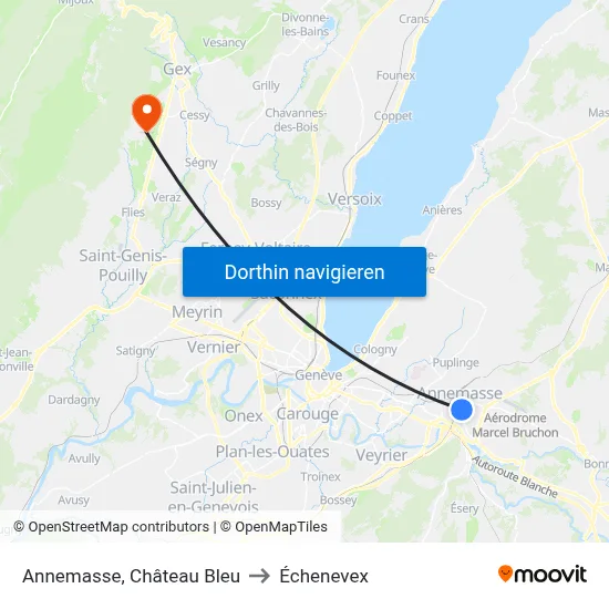 Annemasse, Château Bleu to Échenevex map