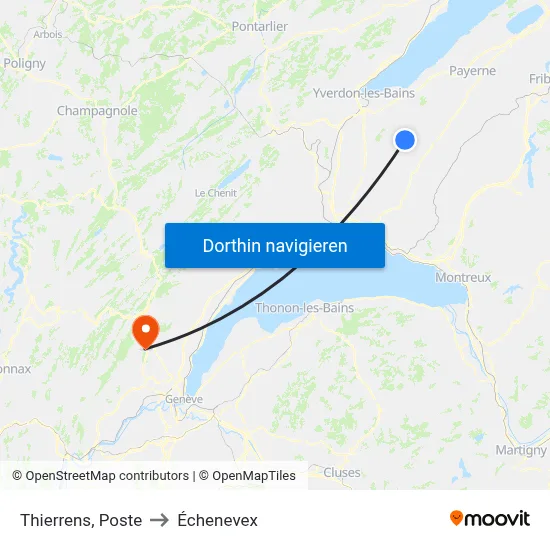 Thierrens, Poste to Échenevex map