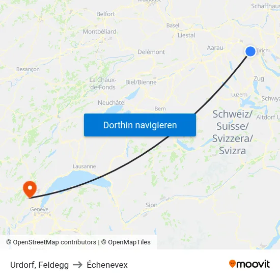 Urdorf, Feldegg to Échenevex map