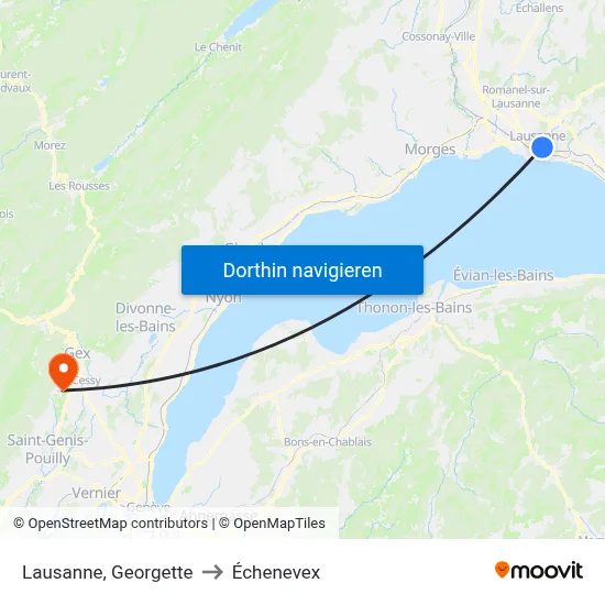 Lausanne, Georgette to Échenevex map