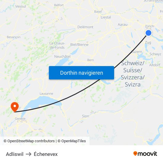 Adliswil to Échenevex map