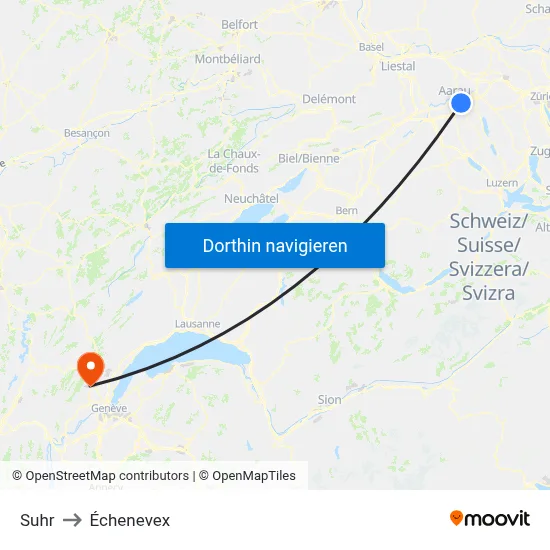 Suhr to Échenevex map