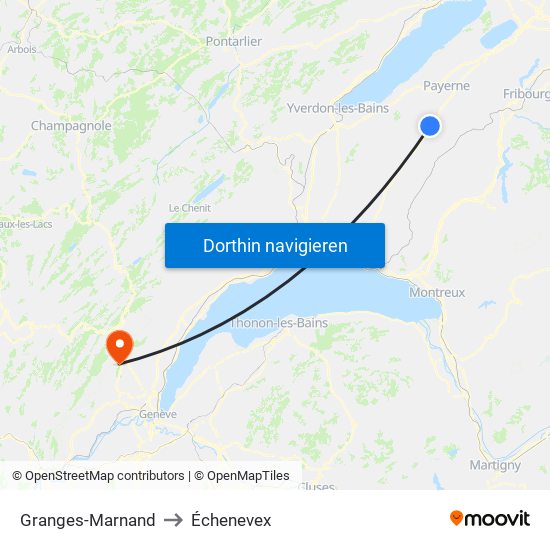 Granges-Marnand to Échenevex map