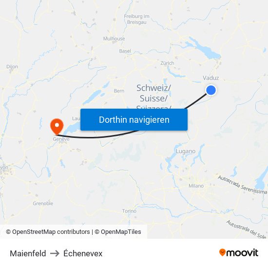 Maienfeld to Échenevex map