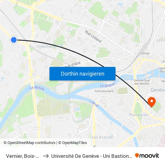 Vernier, Bois-Des-Frères to Université De Genève - Uni Bastions (Bâtiment Principal) map