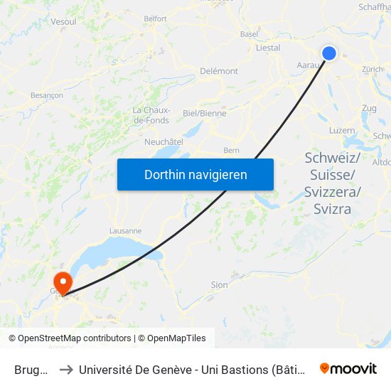 Brugg Ag to Université De Genève - Uni Bastions (Bâtiment Principal) map