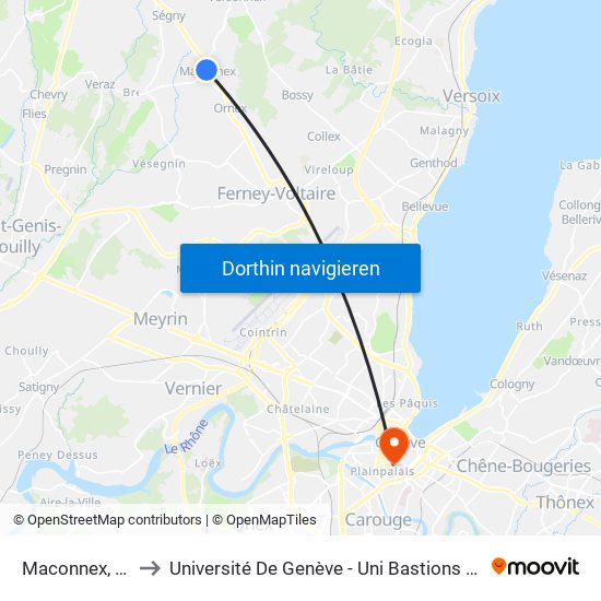 Maconnex, Arcades to Université De Genève - Uni Bastions (Bâtiment Principal) map