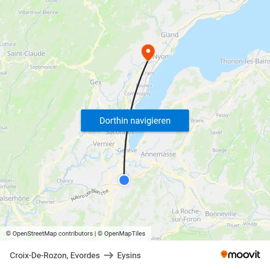 Croix-De-Rozon, Evordes to Eysins map