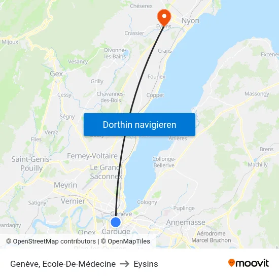Genève, Ecole-De-Médecine to Eysins map