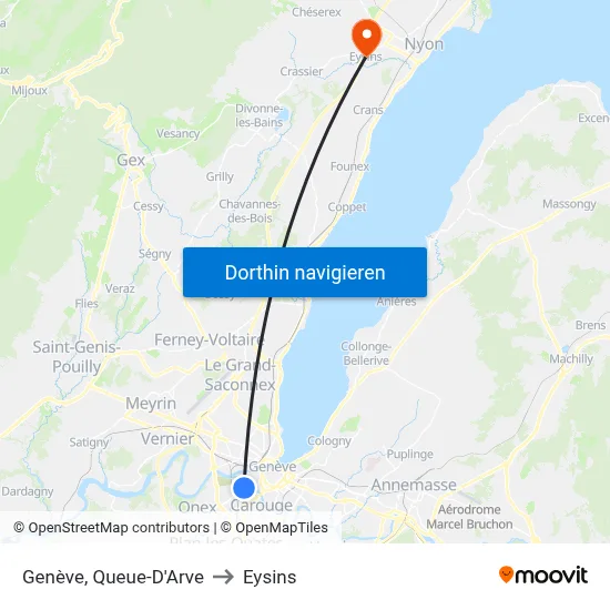 Genève, Queue-D'Arve to Eysins map