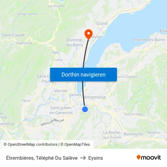 Étrembières, Téléphé Du Salève to Eysins map