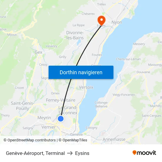 Genève-Aéroport, Terminal to Eysins map
