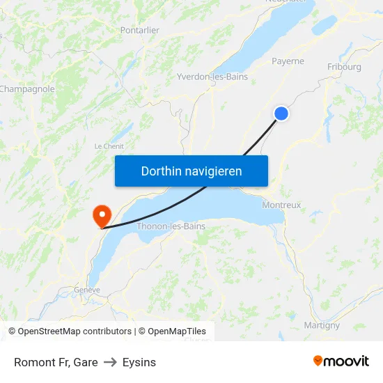 Romont Fr, Gare to Eysins map