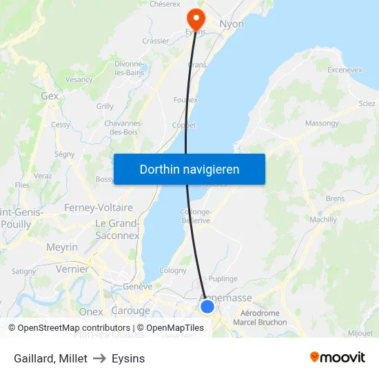 Gaillard, Millet to Eysins map
