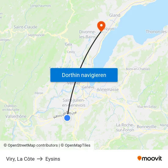 Viry, La Côte to Eysins map