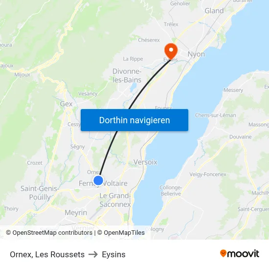 Ornex, Les Roussets to Eysins map