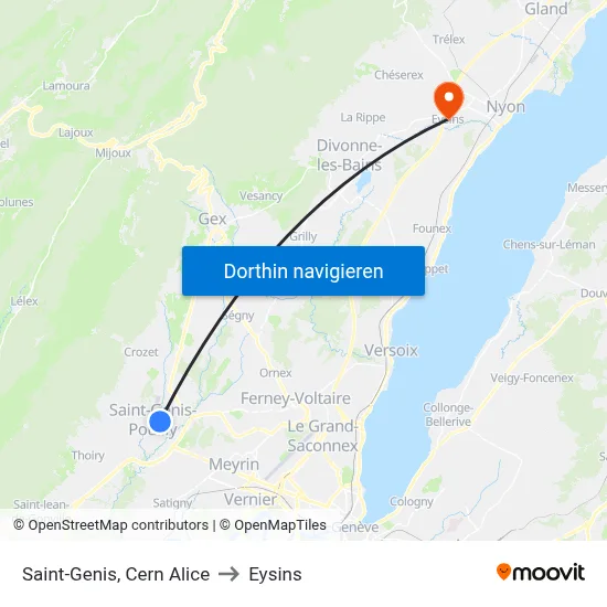 Saint-Genis, Cern Alice to Eysins map