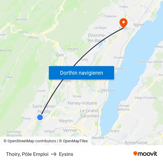 Thoiry, Pôle Emploi to Eysins map