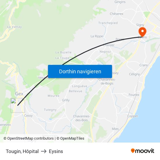 Tougin, Hôpital to Eysins map